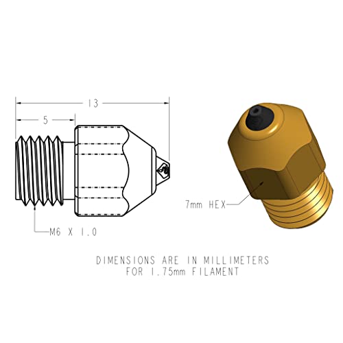 Diamondback Nozzles – MK8 Compatible – Polycrystalline Solid Diamond Tip 3D Printer Nozzles, Improved Extrusion, Any Filament, Long Life, Wear Resistant, Layer Adhesion, USA Made