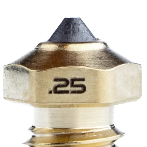 Diamondback Nozzles – V6 Compatible – Polycrystalline Solid Diamond Tip 3D Printer Nozzles, Improved Extrusion, Any Filament, Long Life, Wear Resistant, USA Made (Brass) (DB6-175-08)