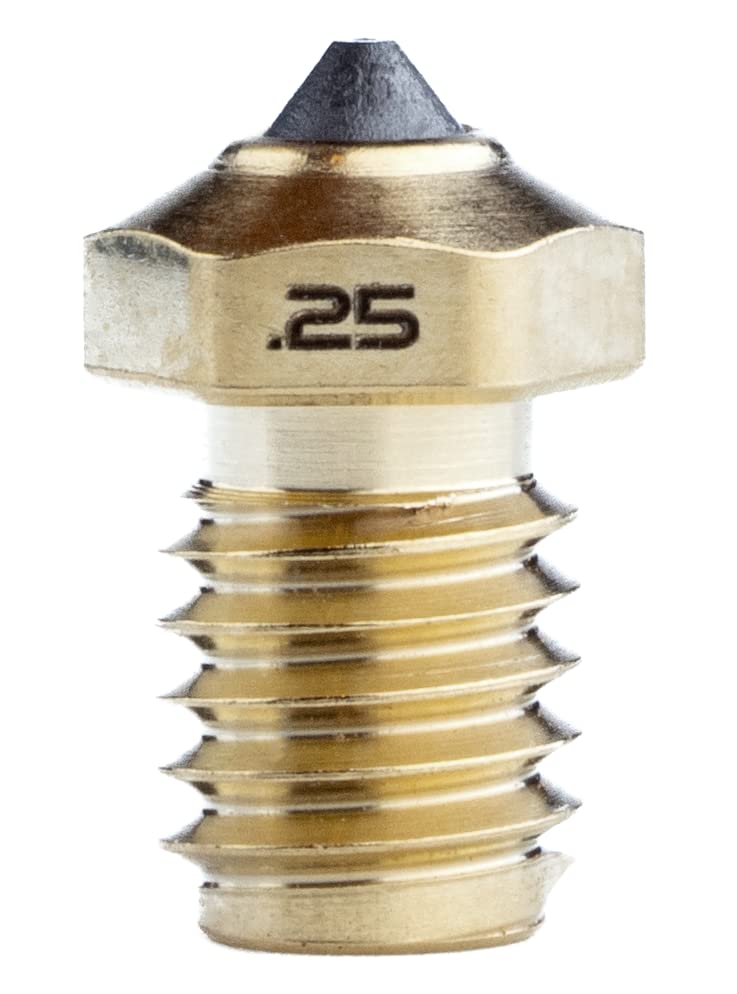 Diamondback Nozzles – V6 Compatible – Polycrystalline Solid Diamond Tip 3D Printer Nozzles, Improved Extrusion, Any Filament, Long Life, Wear Resistant, USA Made (Brass) (DB6-175-08)