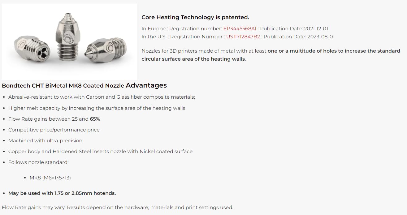 Bondtech CHT® BiMetal Coated Nozzle - for Abrasive Material (.4, MK8)