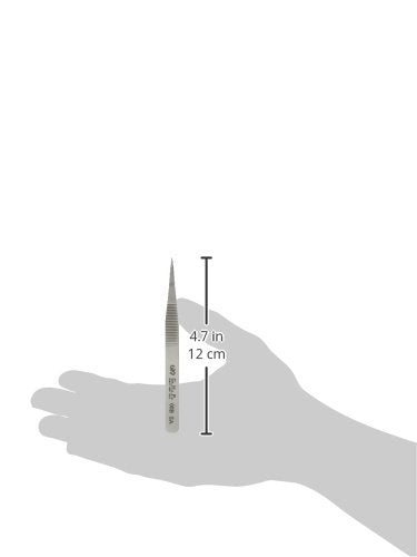 Hakko CHP 00B-SA Fine-Tip Tweezers, Straight, Fine-Point Tips, Non-Magnetic Stainless Steel, Corrosion-Resistant, Serrated Grip, 4-1/2" Length