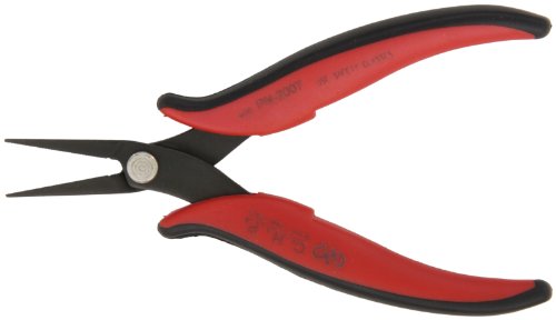 Hakko CHP PN-2007 Long-Nose Pliers, Flat Nose, Flat Outside Edge, Serrated Jaws, 32mm Jaw Length, 3mm Nose Width