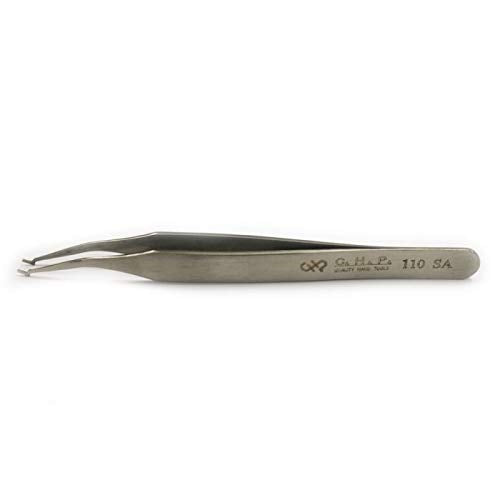 Hakko CHP 110-SA Stainless Steel Non-Magnetic Tweezers for Handling Chip and SMD Components, Flat Tip, Approximately 90 Degree Angle Tip, 4-3/4" Length (3 Pack)