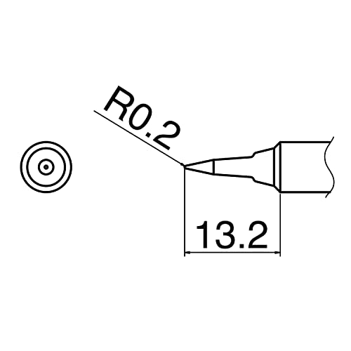 Hakko T18-SB - T18 Series Soldering Tip for Hakko FX-888/FX-8801 - Conical - R0.2 mm x 13.2 mm