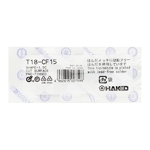Hakko T18-CF15 - T18 Series Soldering Tip for Hakko FX-888/FX-8801 - Bevel - 1.5 mm/60? x 13.5 mm