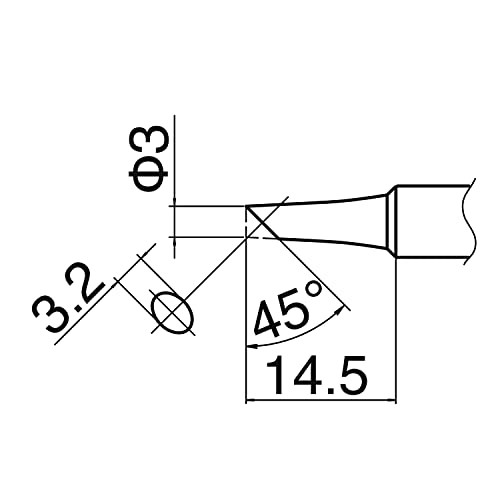 Hakko T18-C3 - T18 Series Soldering Tip for Hakko FX-888/FX-8801 - Bevel - 3 mm/45? x 14.5 mm