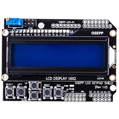 OSEPP 16X2SHD-01 LCD Display and Keypad Shield, 5 V, 16 x 2 Size