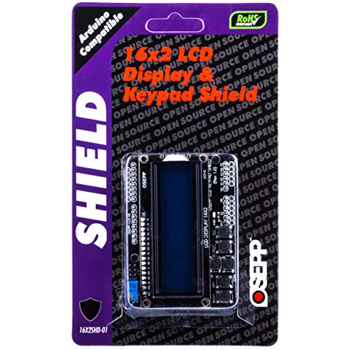 OSEPP 16X2SHD-01 LCD Display and Keypad Shield, 5 V, 16 x 2 Size