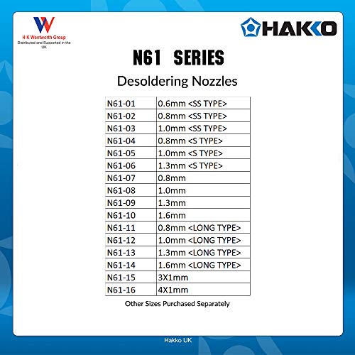 Hakko N61-13 Desoldering Nozzle 1.3 mm Extra Long