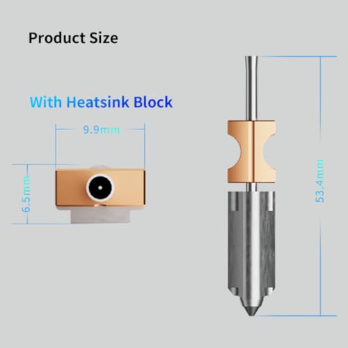 Phaetus Silicon Carbide Nozzle AD5X with Heatsink Block (SIC-NOZZLE-WITH-BLOCK-0400)
