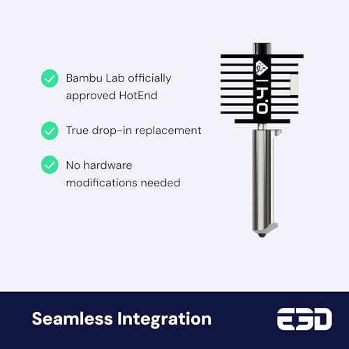 E3D DiamondBack Bambu Lab A1 & A1 Mini Hotend, Polycrystalline Solid Diamond Tip, Improved Extrusion, Long Life, Wear Resistant, Officially Bambu Approved