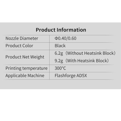 Phaetus Silicon Carbide Nozzle AD5X with Heatsink Block (SIC-NOZZLE-WITH-BLOCK-0400)