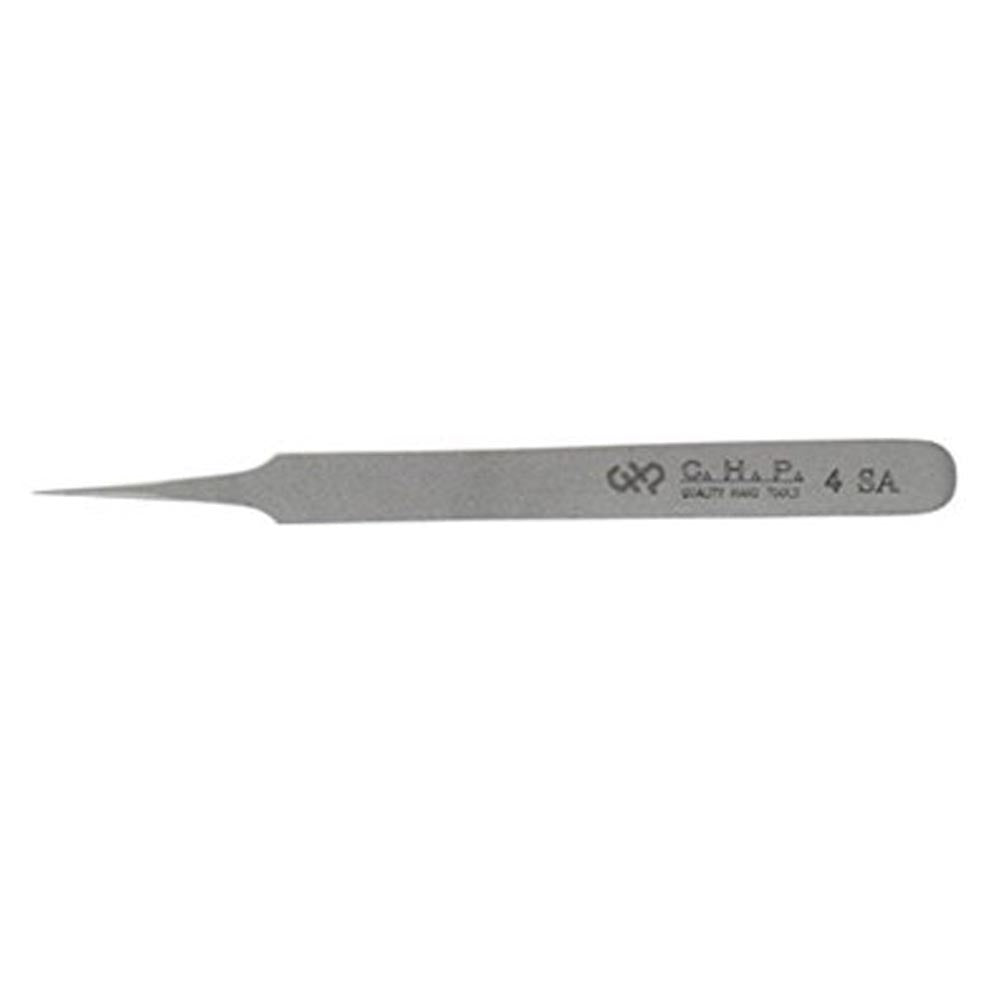 Hakko CHP 4-SA Stainless Steel Non-Magnetic Precision Tweezers with Very Fine Point Tips with Tapered Tines, 4-1/4" Length