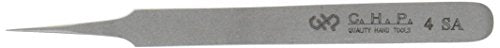 Hakko CHP 4-SA Stainless Steel Non-Magnetic Precision Tweezers with Very Fine Point Tips with Tapered Tines, 4-1/4" Length