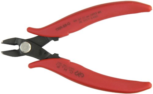 Hakko CHP TRR-58-G Macro Soft Wire Cutter, Flush Cut, 3.0mm Hardened Carbon Steel Construction, HRC 58, 21-Degree Angled Jaw, 14mm Jaw Length, Wide Head, 10 Gauge Maximum Cutting Capacity