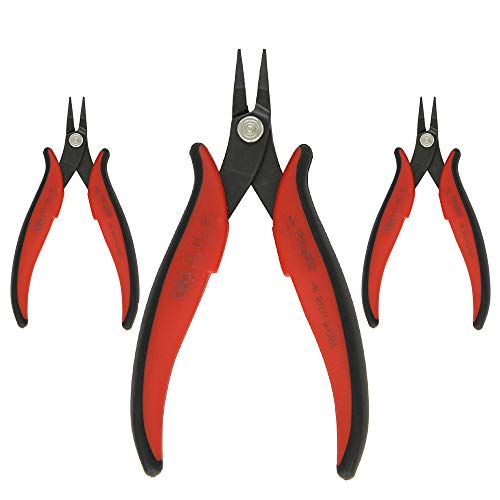 Hakko CHP PN-2002 General Purpose Short-Nose Pliers, Pointed Nose, Smooth Jaws, 20mm Jaw Length, 1.2mm Nose Width, 3mm Thick Steel (3 Pack)