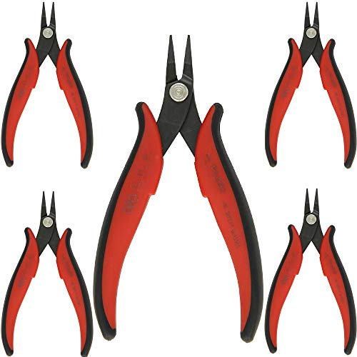 Hakko CHP PN-2002 General Purpose Short-Nose Pliers, Pointed Nose, Smooth Jaws, 20mm Jaw Length, 1.2mm Nose Width, 3mm Thick Steel (5 Pack)