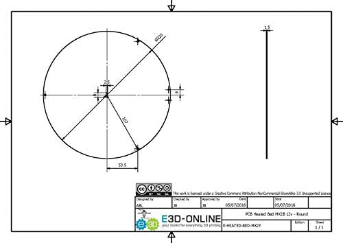 PCB Heated Bed MK2Y 12v - Round (E-BED-MK2Y)